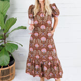 Maylene Cocoa Floral Bouquet Eyelet Maxi Dress Entro