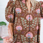 Maylene Cocoa Floral Bouquet Eyelet Maxi Dress Entro
