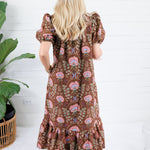 Maylene Cocoa Floral Bouquet Eyelet Maxi Dress Entro