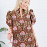 Maylene Cocoa Floral Bouquet Eyelet Maxi Dress Entro