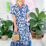 McMullen Blue Ikat Maxi Dress THML