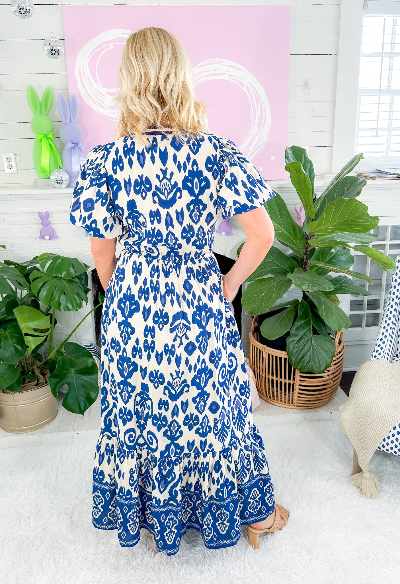 McMullen Blue Ikat Maxi Dress THML