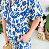 McMullen Blue Ikat Maxi Dress THML