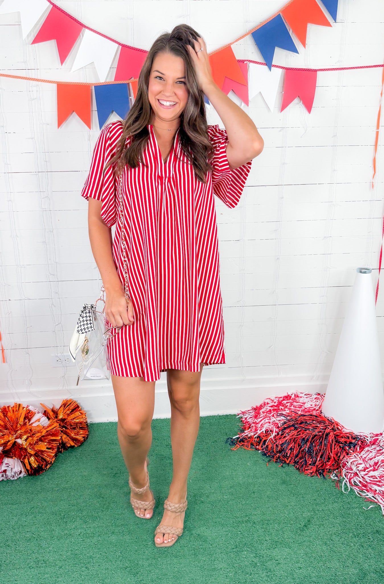 McWane Crimson + White Stripe Mini Dress