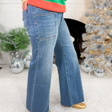 Meg Earn Wash High Rise Wide Leg Raw Hem Jeans KUT