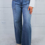Meg Earn Wash High Rise Wide Leg Raw Hem Jeans KUT