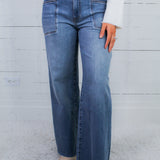 Meg Earn Wash High Rise Wide Leg Raw Hem Jeans KUT
