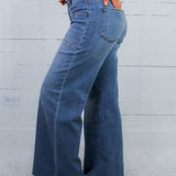 Meg Earn Wash High Rise Wide Leg Raw Hem Jeans KUT