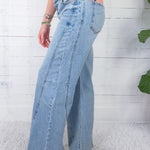 Meg Imagination High Rise Wide Leg Side Panel Raw Hem Jean KUT