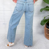 Meg Imagination High Rise Wide Leg Side Panel Raw Hem Jean KUT
