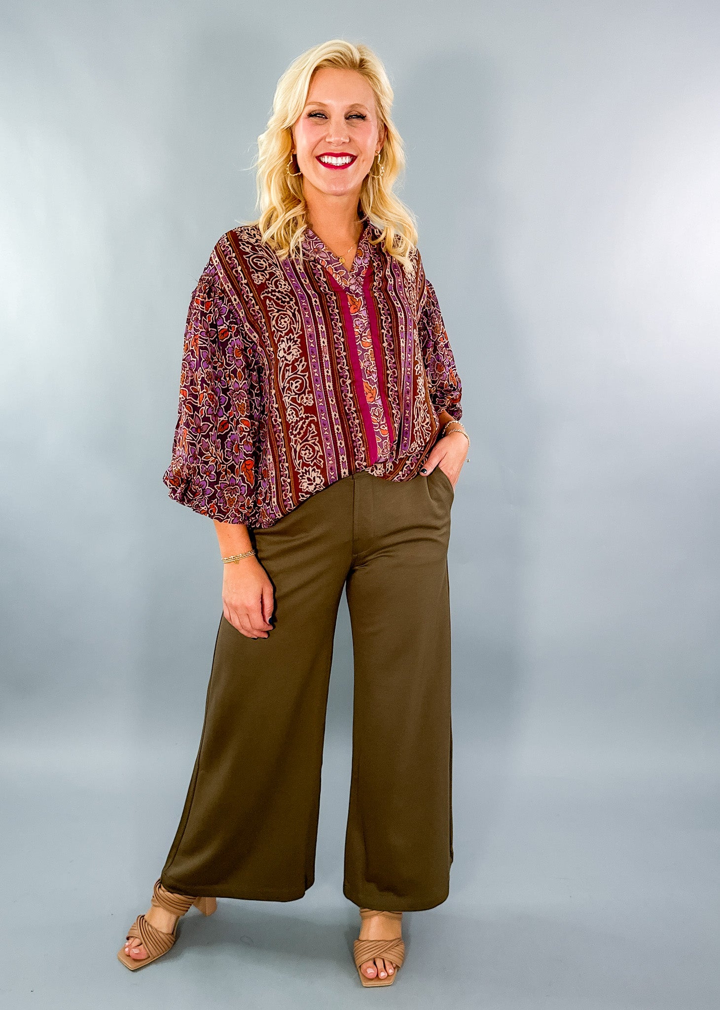 Meg Olive Wide Leg Trouser Pants KUT