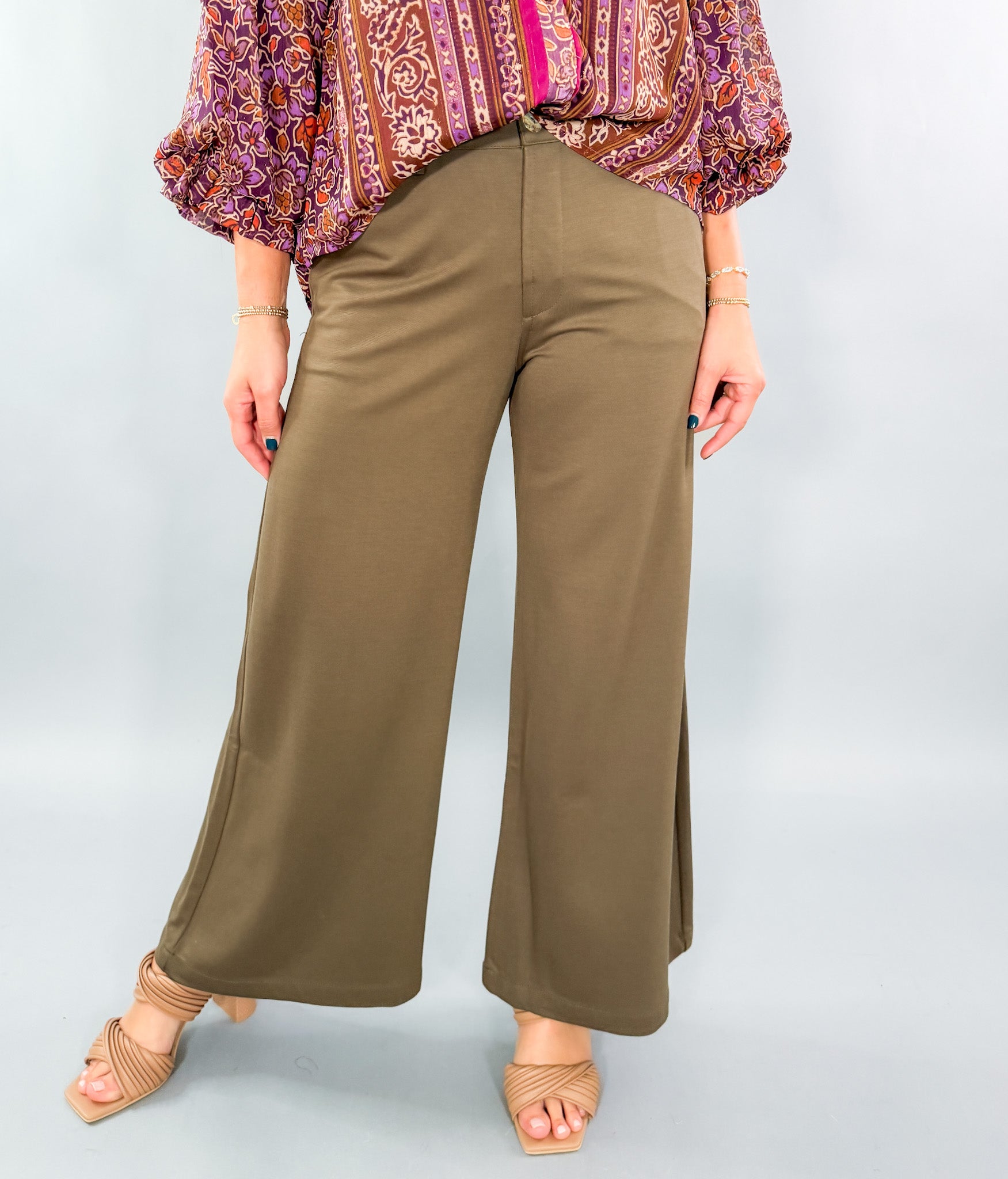 Meg Olive Wide Leg Trouser Pants KUT