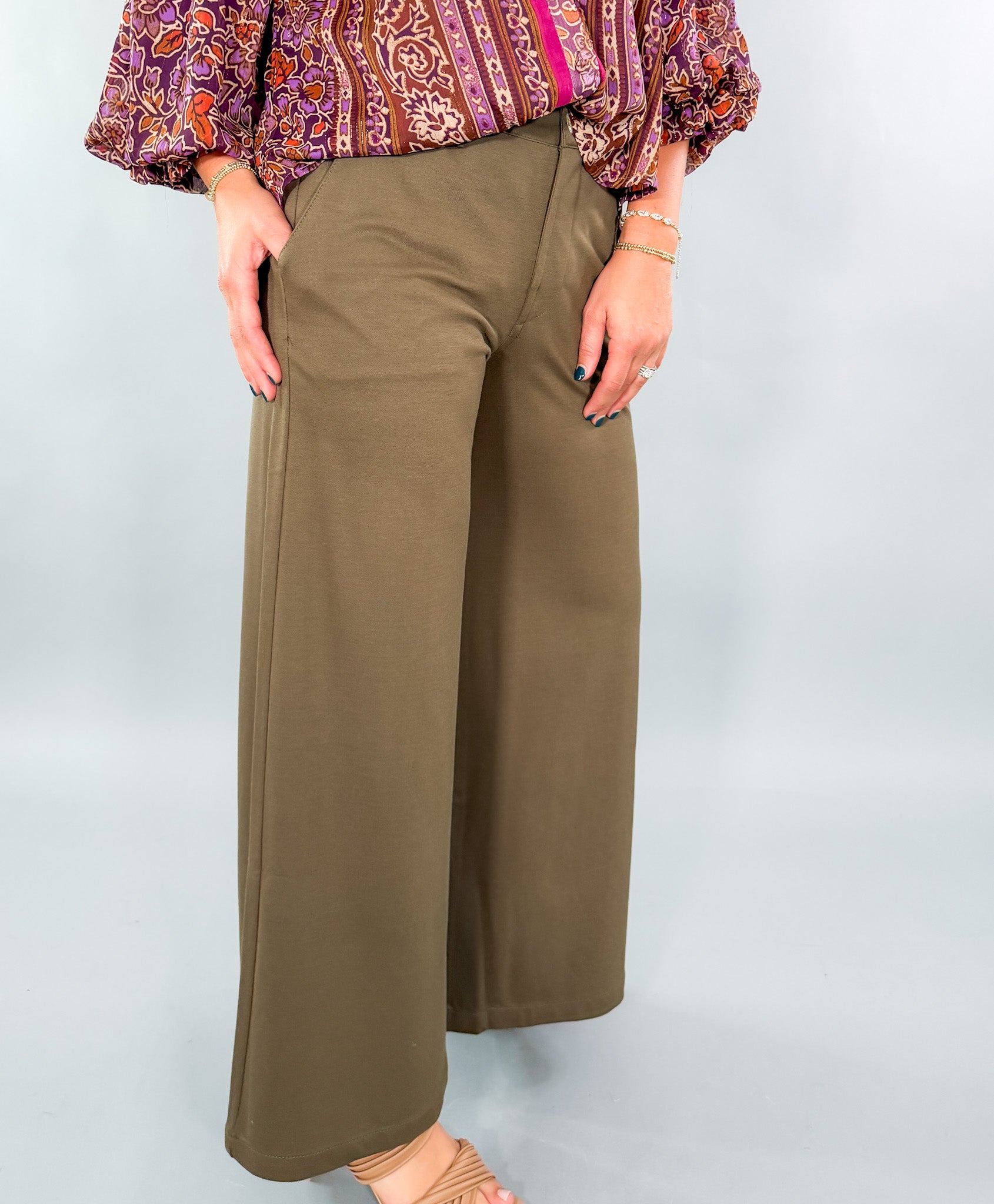 Meg Olive Wide Leg Trouser Pants KUT