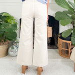 Meg Optic White High Rise Wide Leg Raw Hem Jean KUT