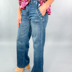 Meg Superb Ruffle Pocket Wide Leg Jean KUT