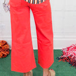 Meg Tangerine Fab Ab Wide Leg Raw Hem Jean KUT