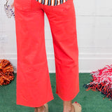 Meg Tangerine Fab Ab Wide Leg Raw Hem Jean KUT