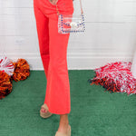 Meg Tangerine Fab Ab Wide Leg Raw Hem Jean KUT