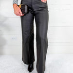 Meg Matte Black Coated Wide Leg Pant Kut