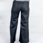 Meg Matte Black Coated Wide Leg Pant Kut