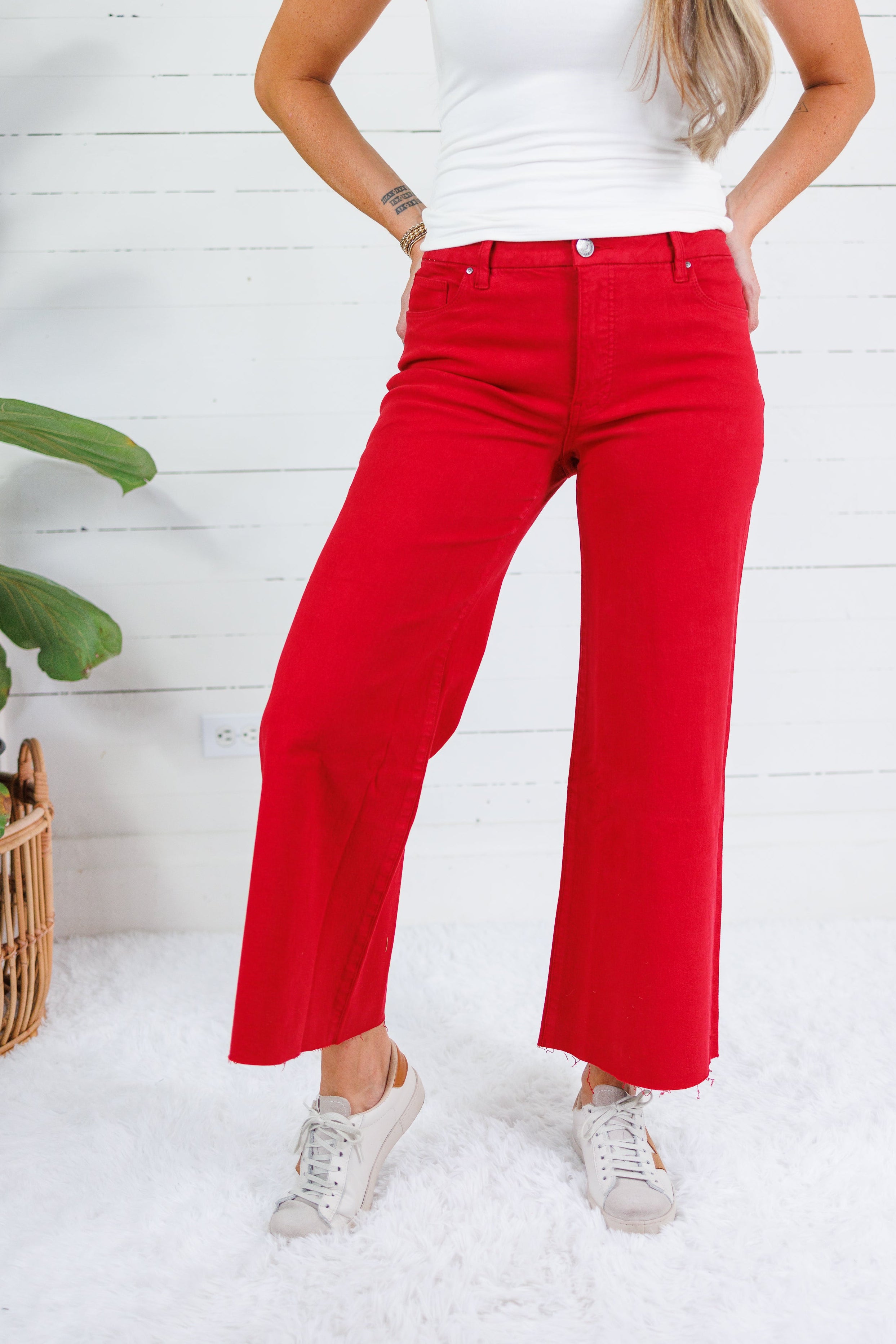 Meg Ruby Red Wide Leg Jean Kut
