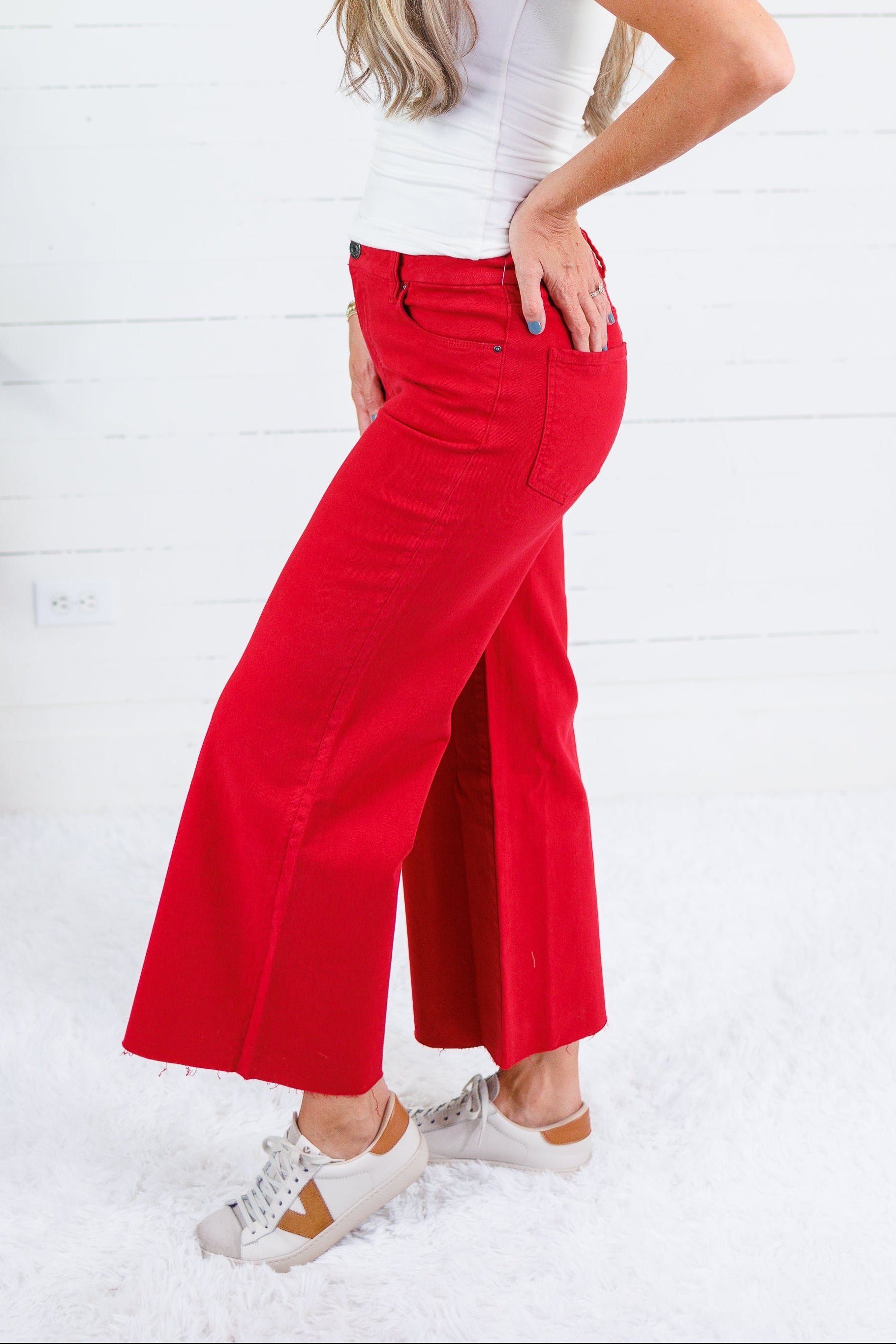 Meg Ruby Red Wide Leg Jean Kut