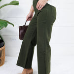 Meg Tuscan Olive Wide Leg Raw Hem Jean