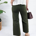 Meg Tuscan Olive Wide Leg Raw Hem Jean