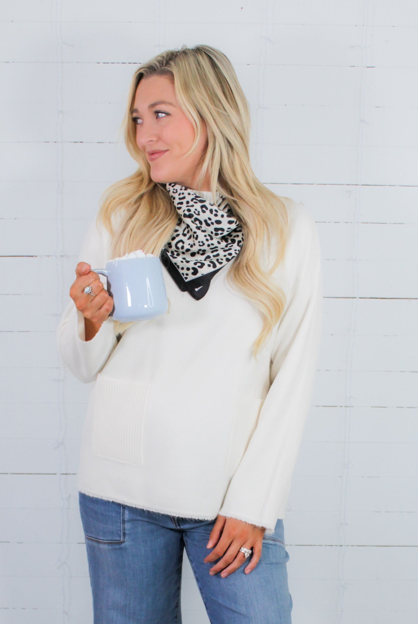 Melinda Ivory Front Pocket Sweater PINCH