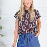 Melvin Cocoa Floral Top THML