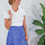 Mendy White Scalloped Collar Knit Top Elle Grey