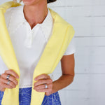 Mendy White Scalloped Collar Knit Top Elle Grey