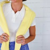 Mendy White Scalloped Collar Knit Top Elle Grey