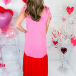 Meredith Pink + Red Maxi Dress