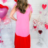 Meredith Pink + Red Maxi Dress