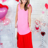 Meredith Pink + Red Maxi Dress