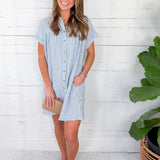 Merilee Baby Blue Stripe Shirt Dress Velvet Heart 
