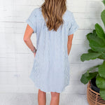 Merilee Baby Blue Stripe Shirt Dress Velvet Heart 