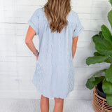 Merilee Baby Blue Stripe Shirt Dress Velvet Heart 
