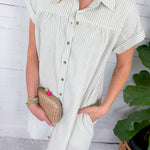 Merilee Sage Stripe Shirt Dress Velvet Heart