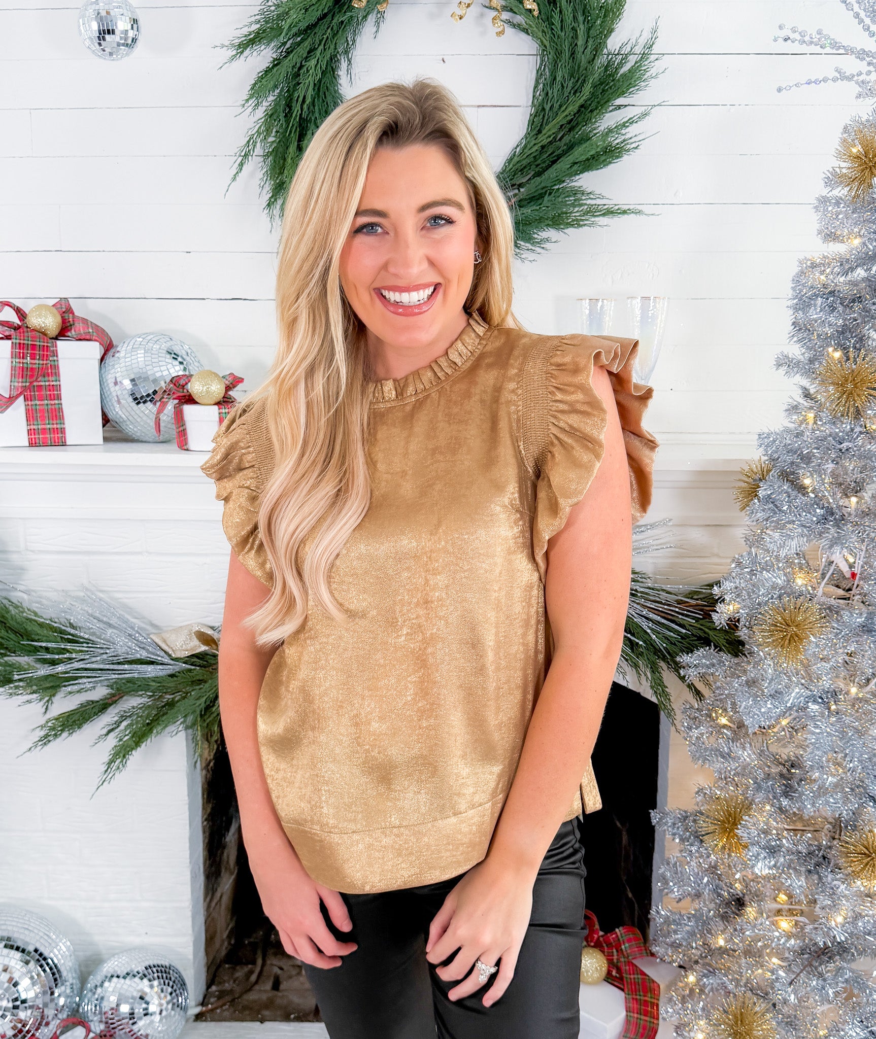 Midas Gold Frill Sleeve Top