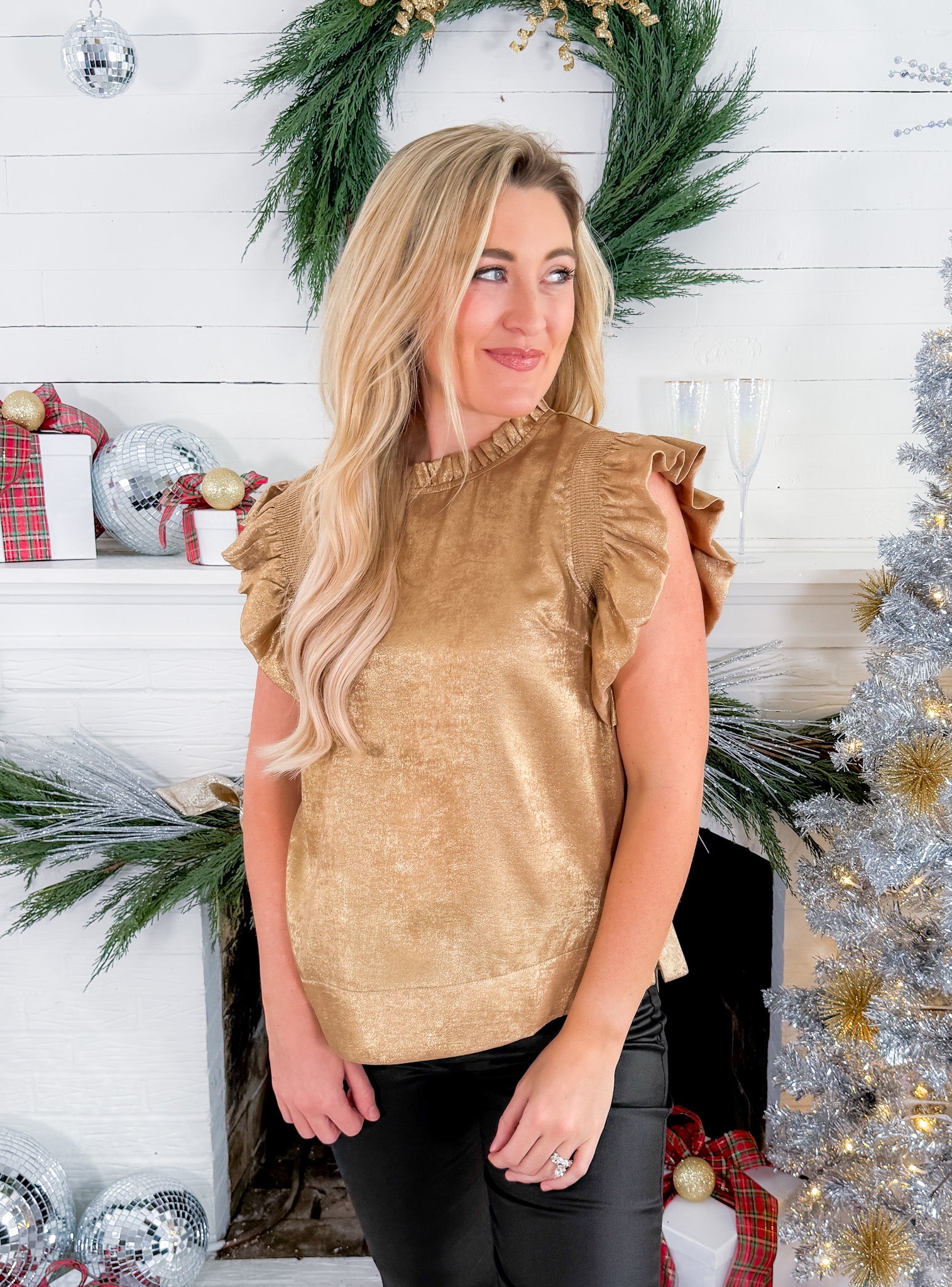 Midas Gold Frill Sleeve Top