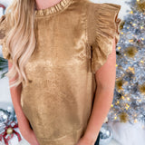 Midas Gold Frill Sleeve Top