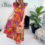 Milana Floral Dynamite Button Midi Dress