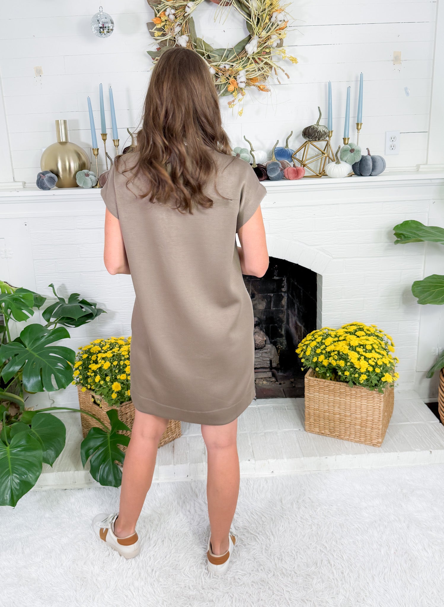 Miles Light Mocha Knit Mini Dress Entro