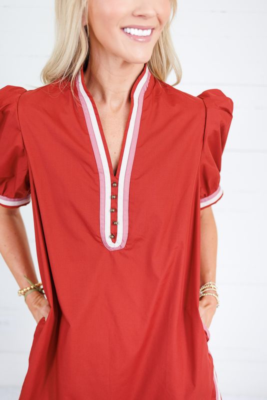 Miles Rust Sport Trimmed Mini Dress Entro