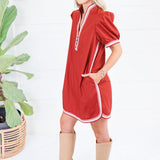 Miles Rust Sport Trimmed Mini Dress Entro