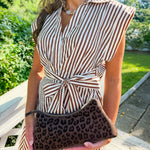 Miley Chocolate Leopard Scooped Crossbody Bag