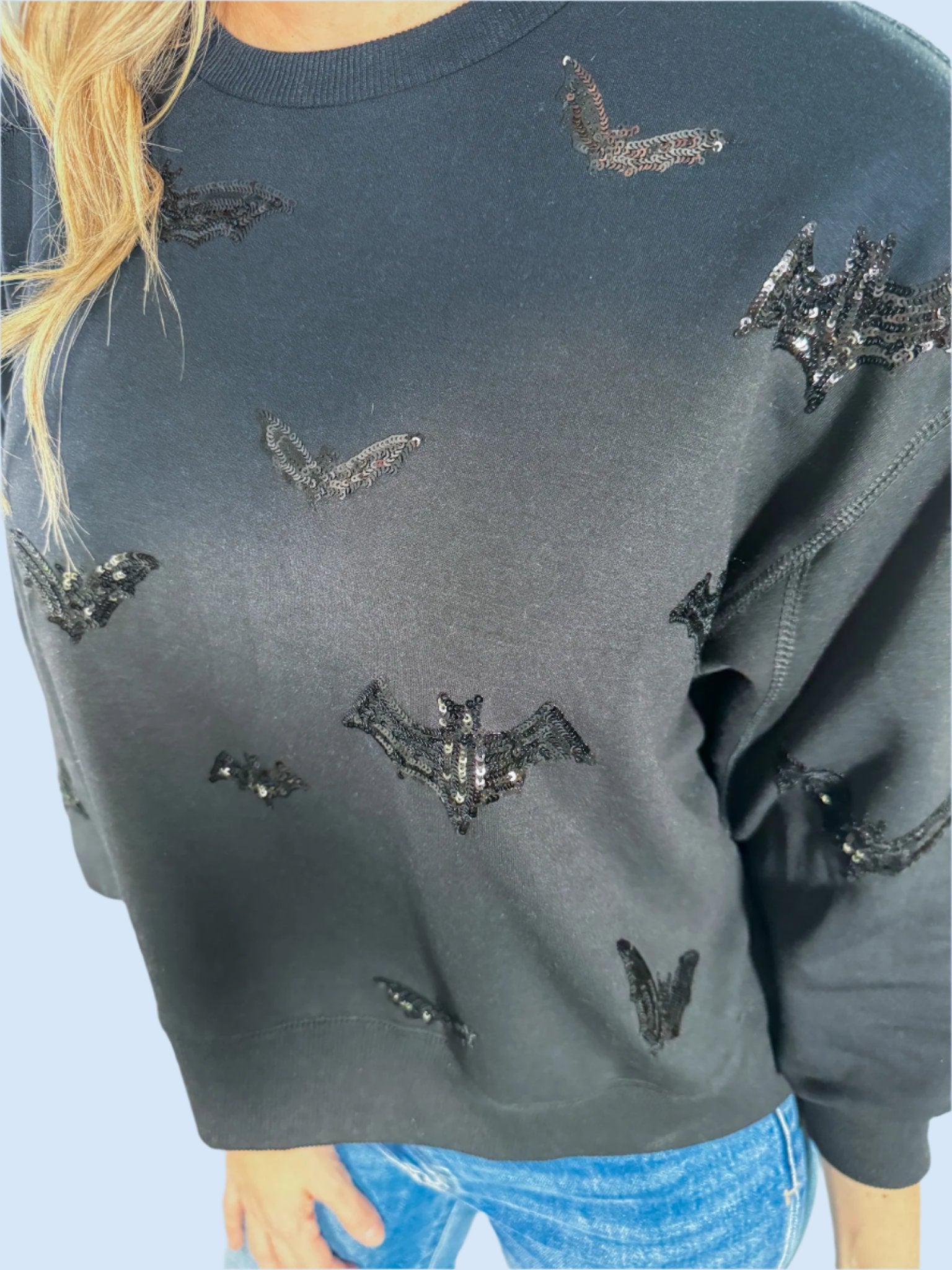 Millie Black Sequin Bats Sweatshirt