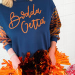 Millie Navy Bodda Tiger Sequin Sleeve Sweatshirt Mary Square
